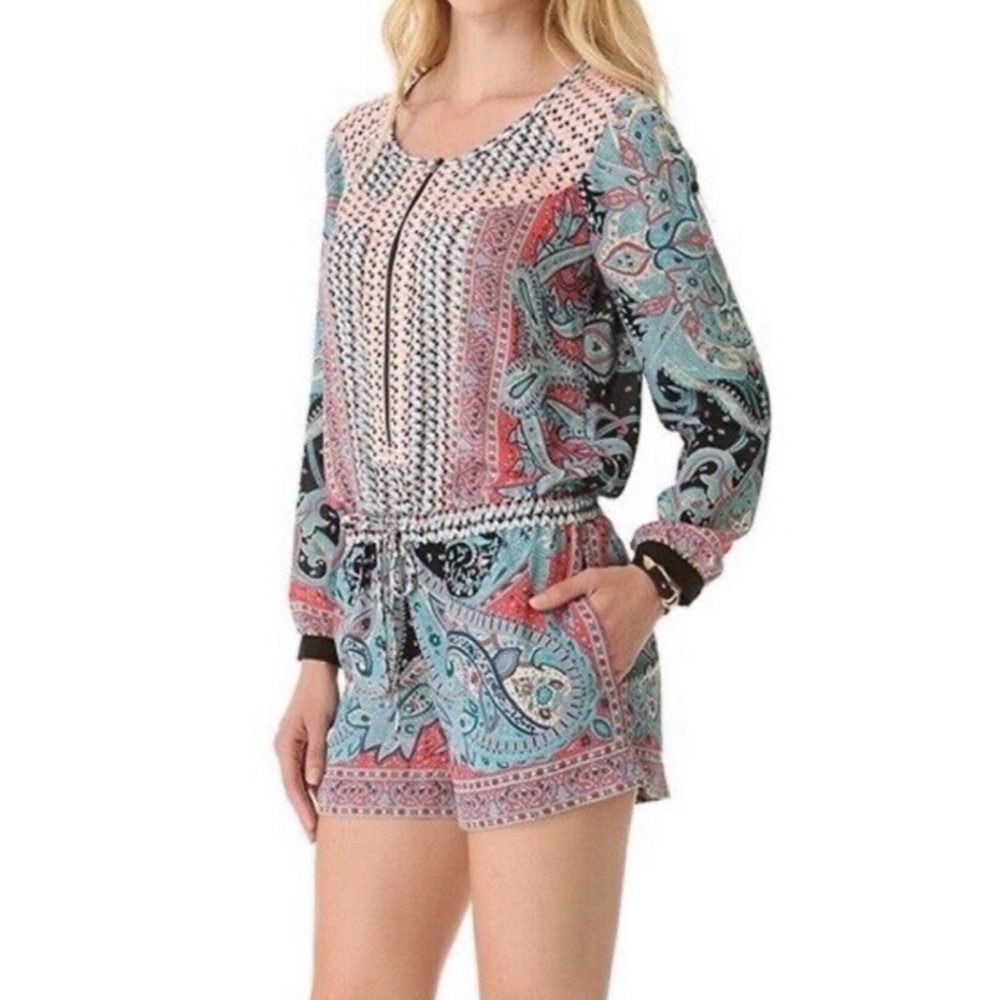 BCBG Max Azria Benjamin Romper Tahiti Blue Print